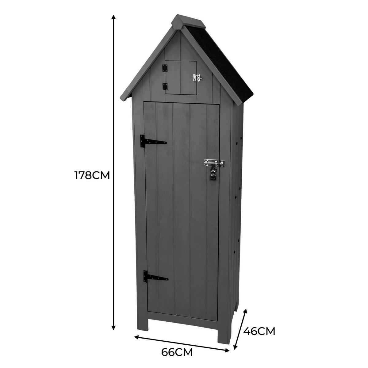 GARTENSCHRANK aus Holz – Grau - Grau, Holz (66/178/46cm)