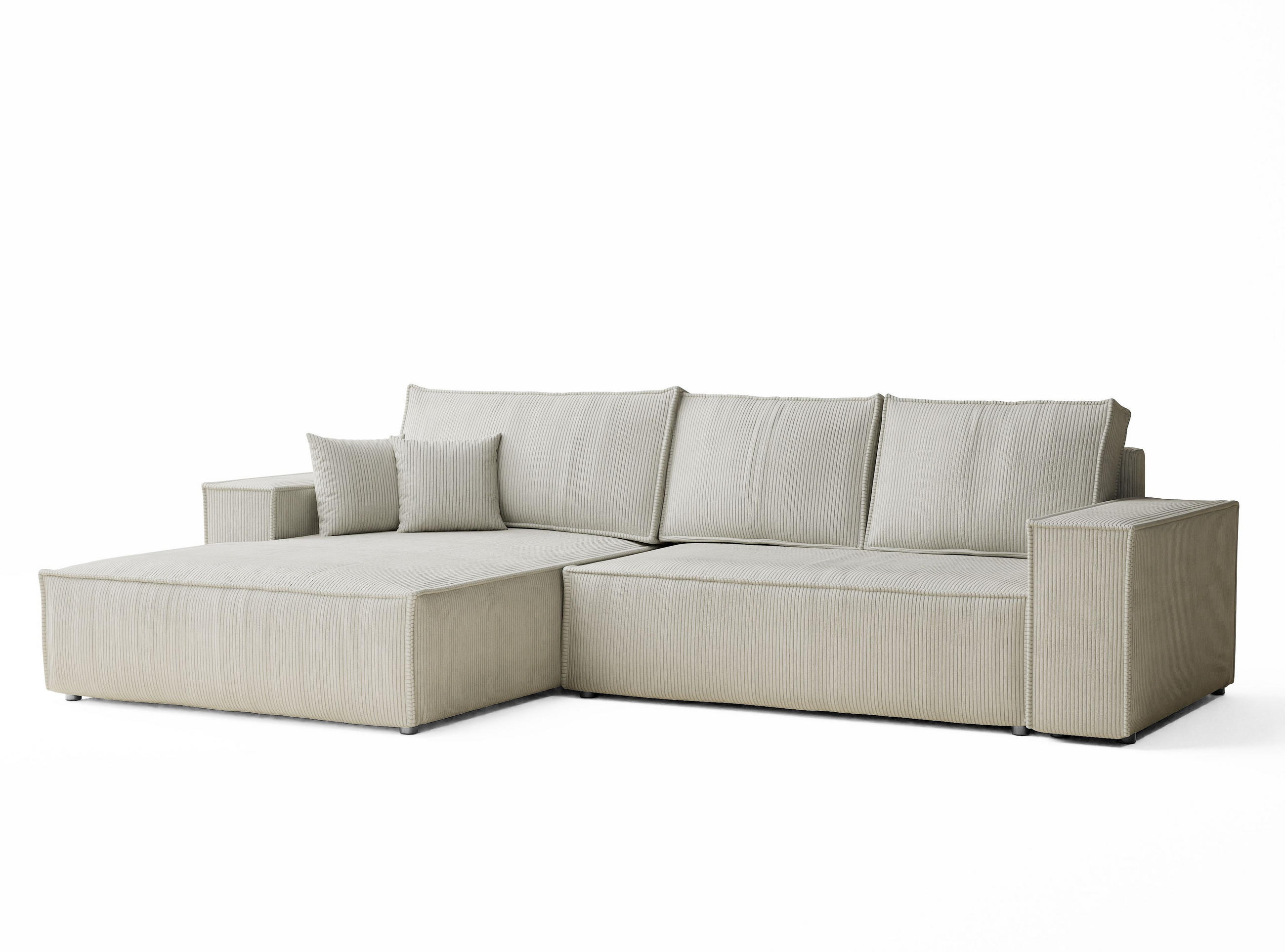 ECKSOFA MIT SCHLAFFUNKTION Maze Creme Samtstoff - Creme/Schwarz, Holz/Holzwerkstoff (294/185cm) - Maison de Reve