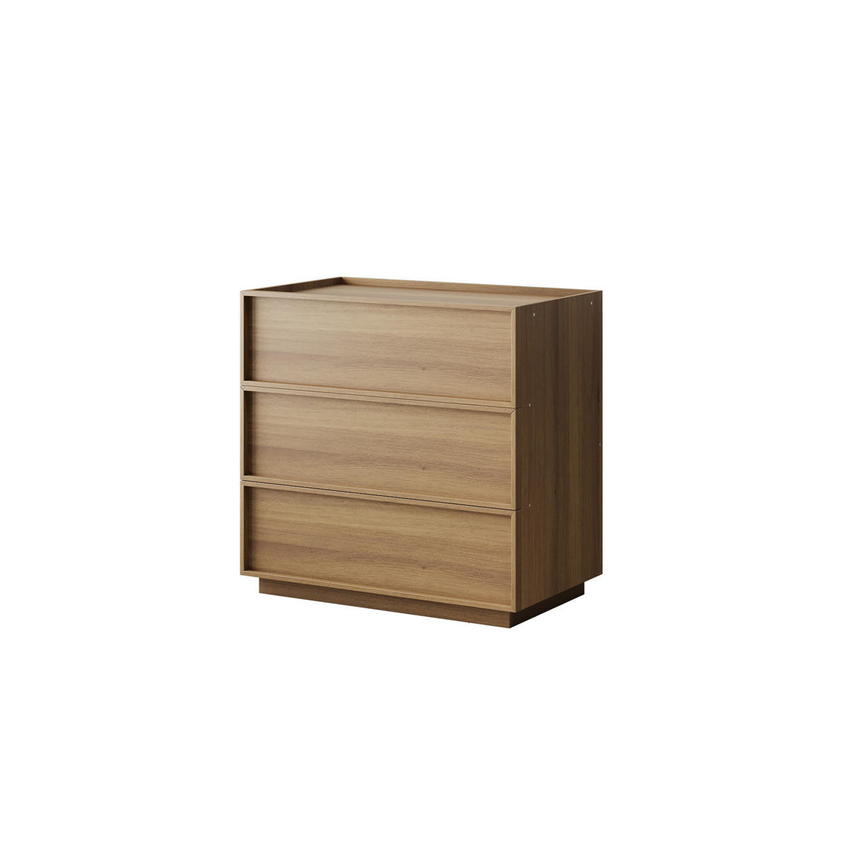 KOMMODE 80/48/78 cm aus MDF und Holzwerkstoff mit 3 grifflosen Schubladen Eichefarben - Nussbaumfarben, Holzwerkstoff (80/78/48cm) - Modenvie
