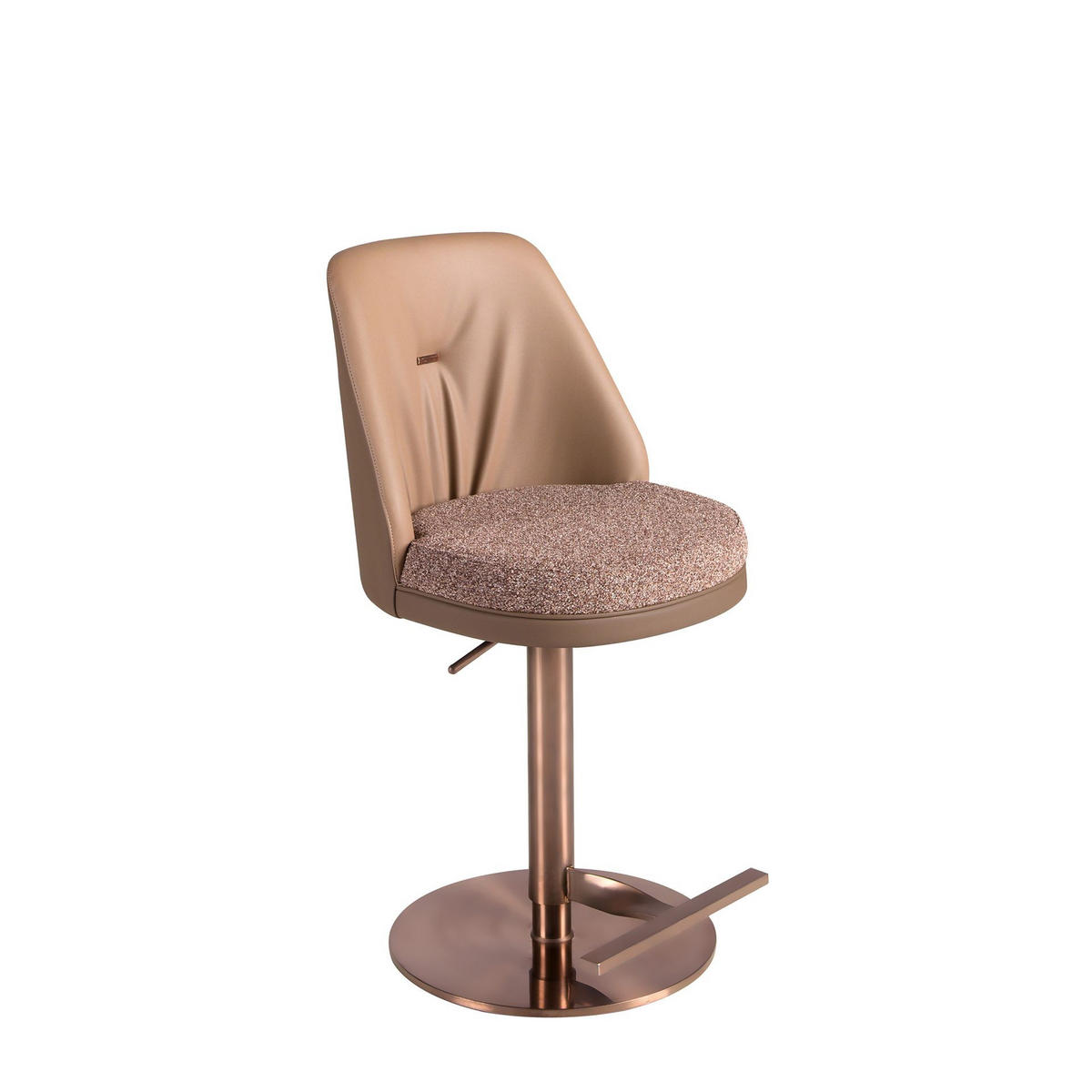 BARHOCKER Drehbarer aus braun meliertem Stoff und braunem Kunstleder 49/53/87 cm - Pink/Bernsteinfarben, Leder/Textil (49/87/53cm) - ANGEL CERDA