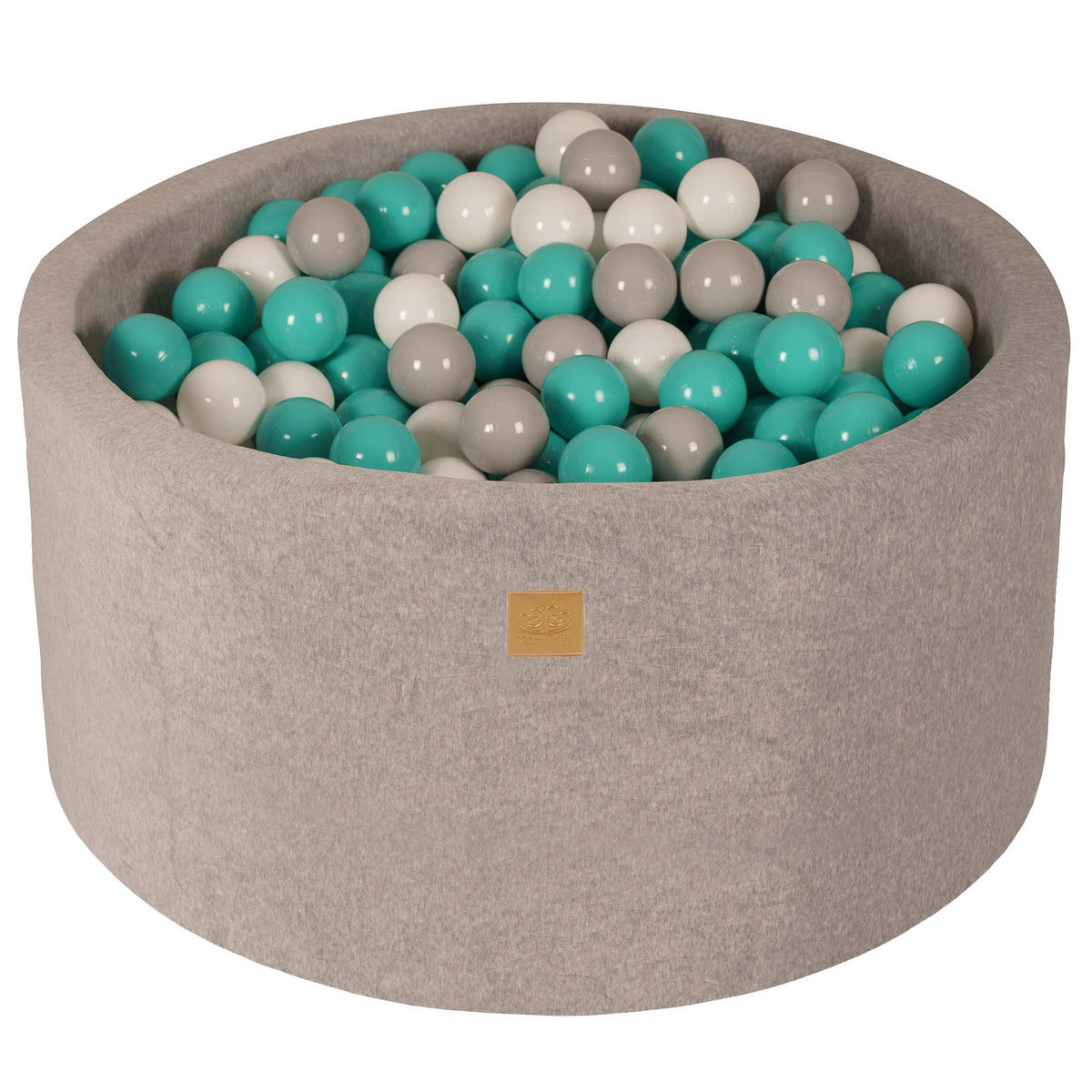 BÄLLEBAD für Kinder, Samt, Hellgrau - Türkis/Hellgrau, Textil (90/90/40cm) - MeowBaby