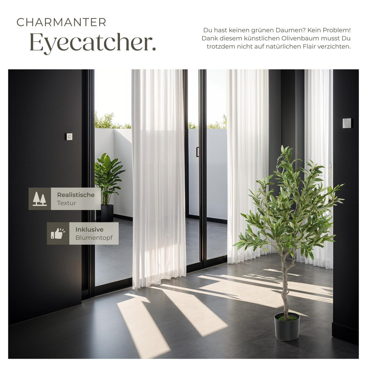 KÜNSTLICHER-OLIVENBAUM Oleand,stabiler Kunststoff-Blumentopf,grün - Grün, Kunststoff (120cm) - tectake
