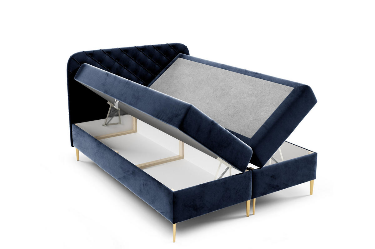 BOXSPRINGBETT mit zwei Bettkasten 120x200 cm in Marineblau - Dunkelblau, Textil (120/200cm) - Home Collective