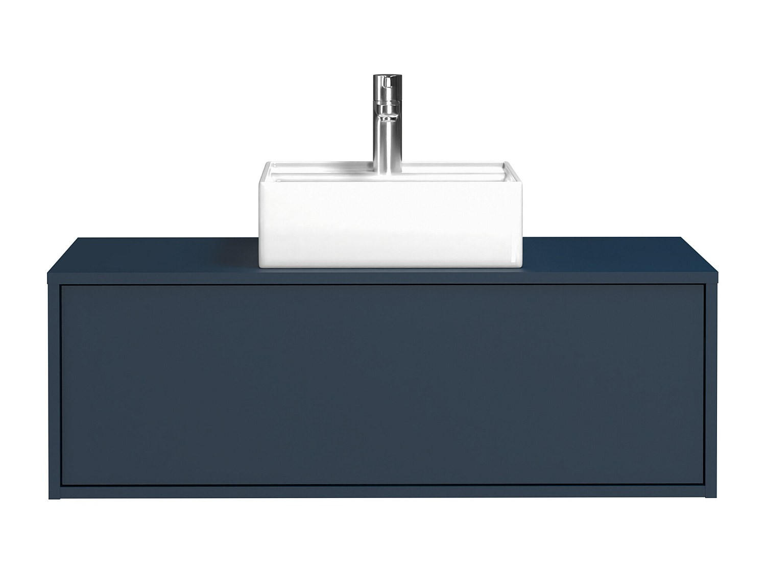 EINZELWASCHTISCH - 94 cm x 47 cm - Holz, Platte, Keramik - Marineblau - TEANA - Dunkelblau, Keramik/Holz (94/32/47cm) - Vente-Unique