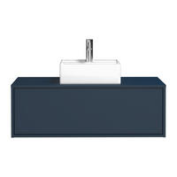 EINZELWASCHTISCH - 94 cm x 47 cm - Holz, Platte, Keramik - Marineblau - TEANA - Dunkelblau, Keramik/Holz (94/32/47cm) - Vente-Unique