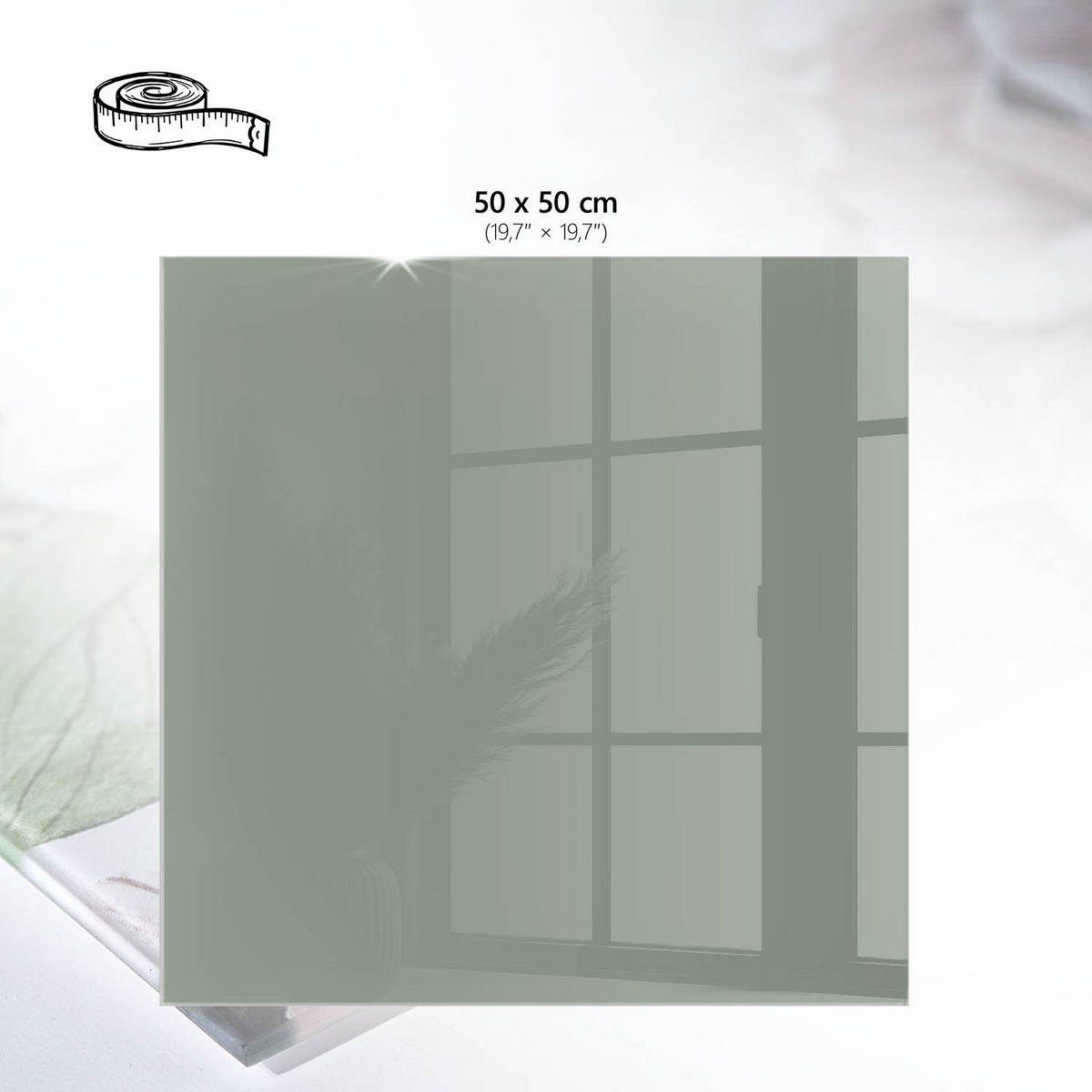 TISCHPLATTE 50x50 cm – Salbei - Braun, Glas (50/50/0.4cm) - Wallfluent