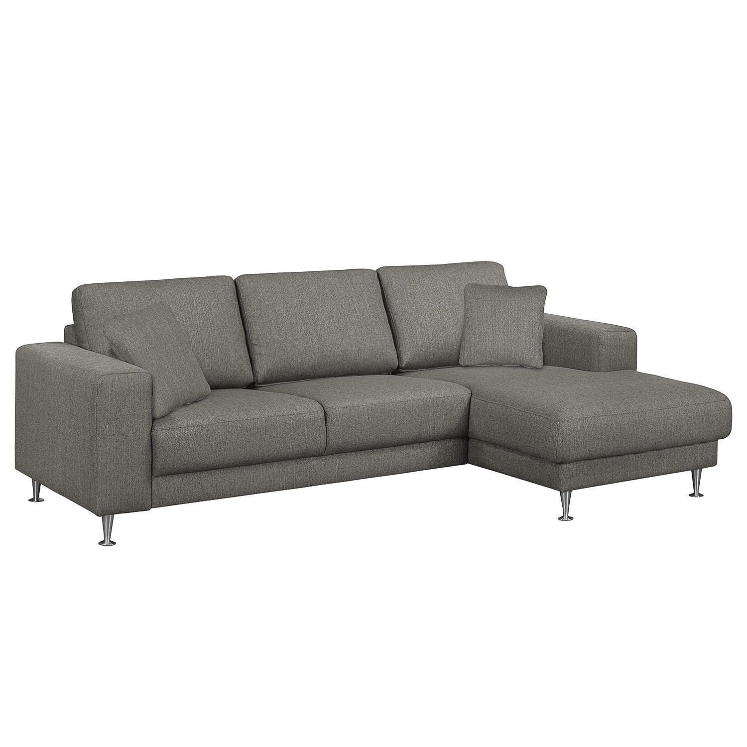 ECKSOFA mit Longchair - Strukturstoff - Fango, Textil (235/150cm) - home24