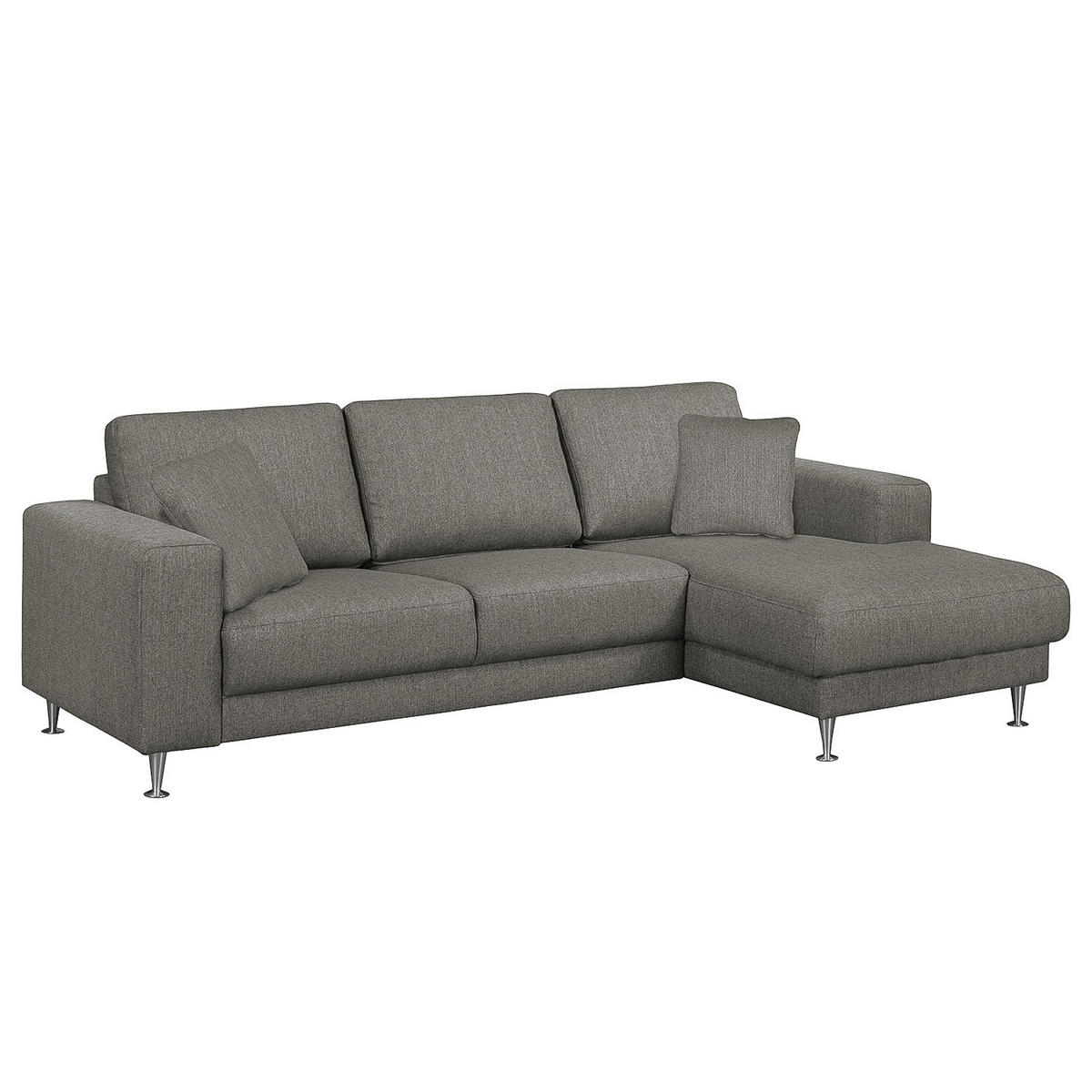 ECKSOFA mit Longchair - Strukturstoff - Fango, Textil (235/150cm) - home24