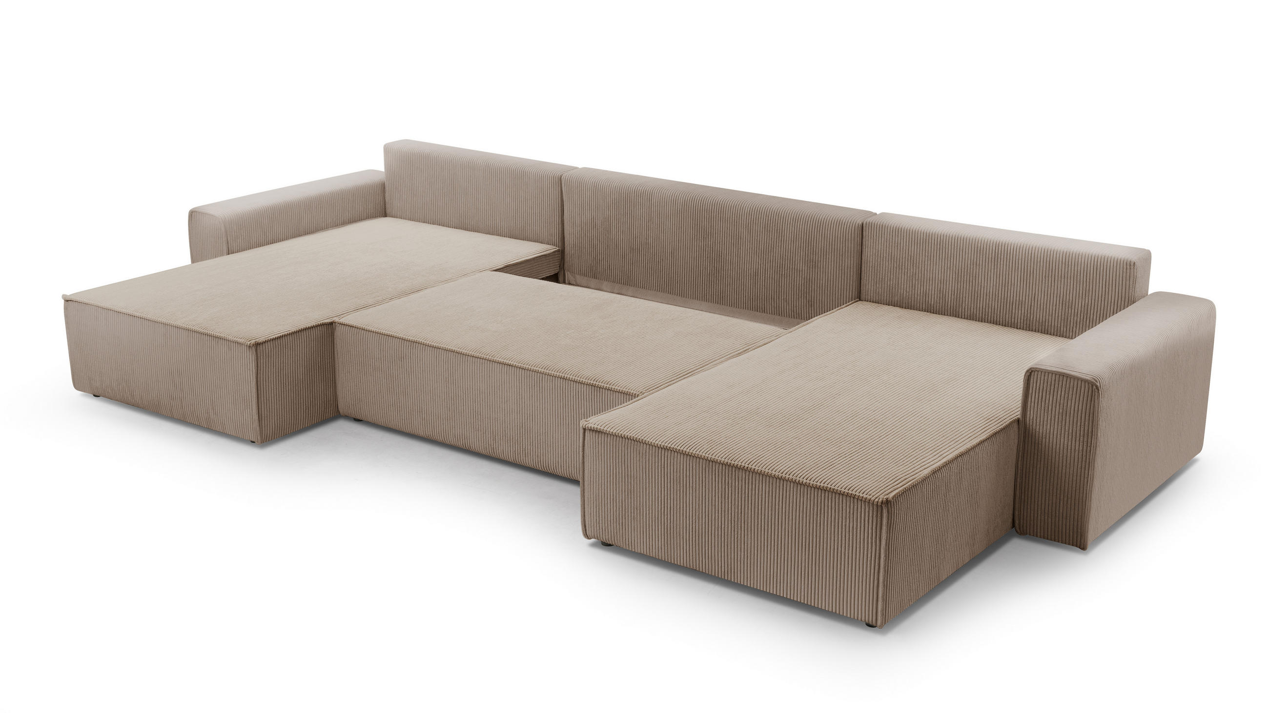 WOHNLANDSCHAFT Cedria Beige 389/145/85 cm mit Schlaffunktion - Beige/Schwarz, Kunststoff/Textil (389/85/145cm) - AX Living