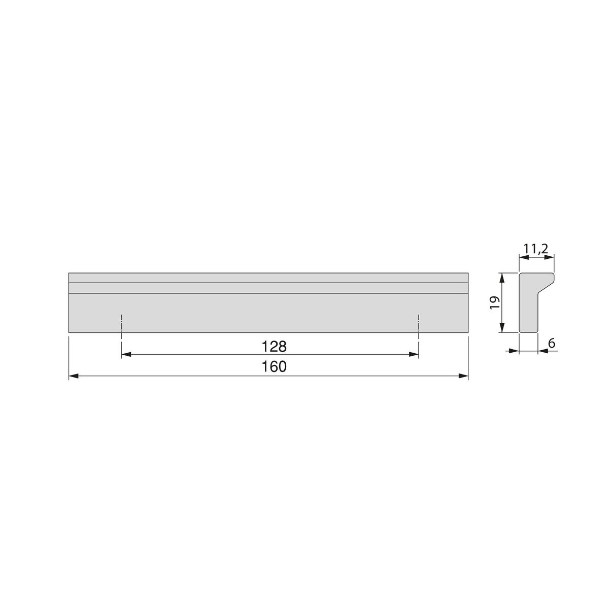 MÖBELGRIFFE Bremer, L160mm, 128mm Achsenabstand, Aluminium, schwarz eloxiert 5er-set - Schwarz, Metall (1.12/2/16cm) - EMUCA