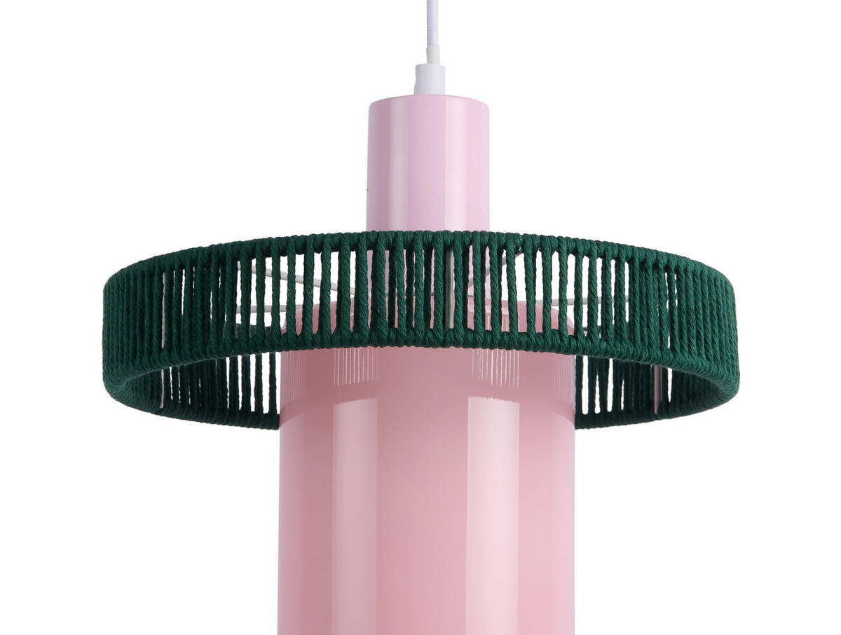 HÄNGELAMPE Firenze Long - Rosa/Grün - 28 cm - Pink, Textil (25/25/28cm) - Leitmotiv