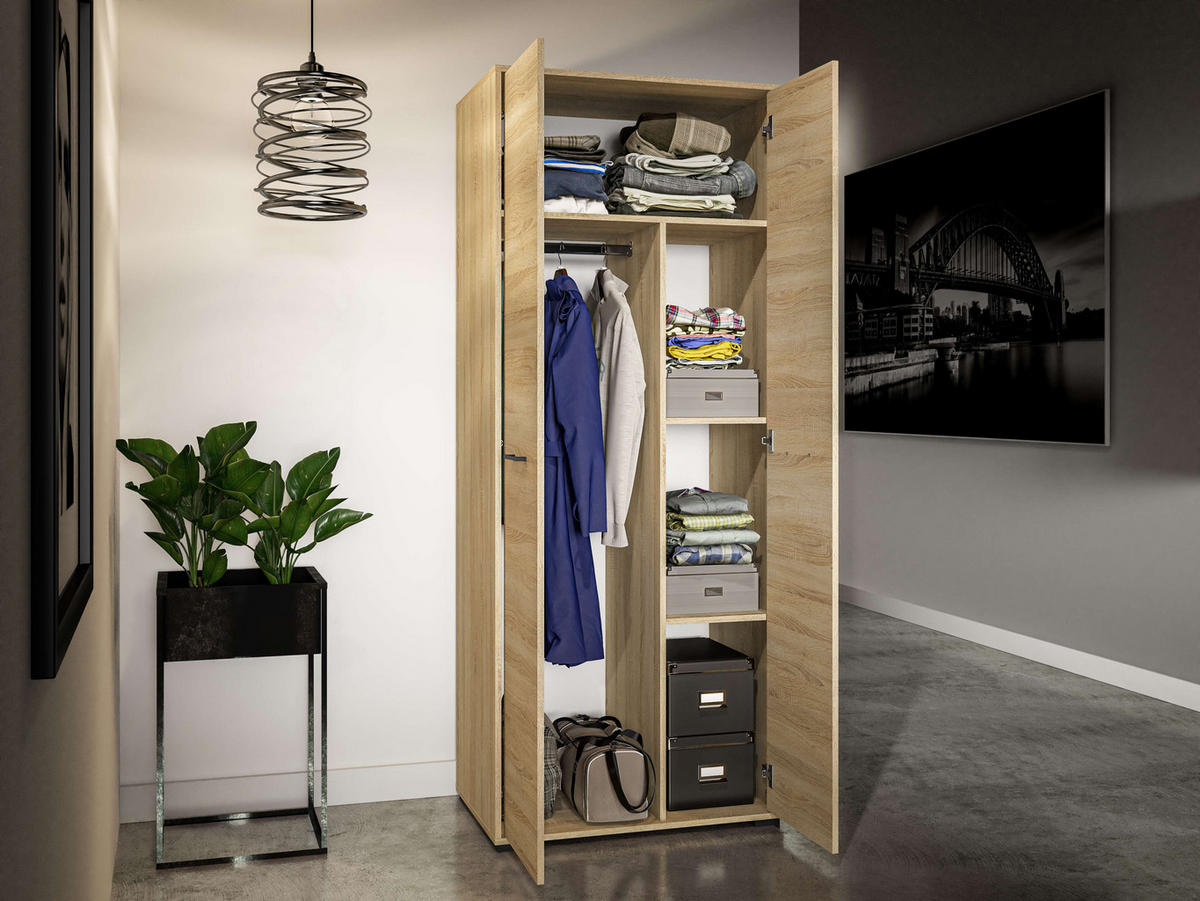 GARDEROBENSCHRANK – 55 cm – Caro – Sonoma Eiche – KL-002 - Sonoma Eiche, Holzwerkstoff (55/199/34cm) - hi-markt