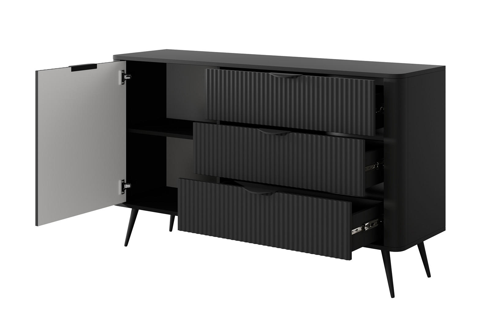 SIDEBOARD Lante schwarz 138 / 38 / 81cm - Schwarz, Holz/Holzwerkstoff (138/81/38cm) - Feldmann-Wohnen