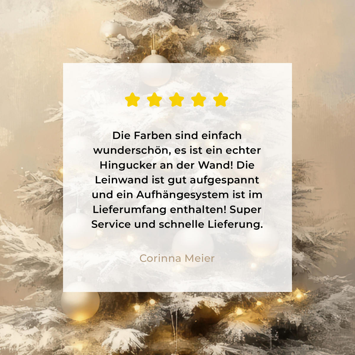 LEINWANDBILD Weihnachten - Weihnachtsbaum - Schnee - Kunst 60x80 cm - Champagner, Textil (60/80cm) - MuchoWow