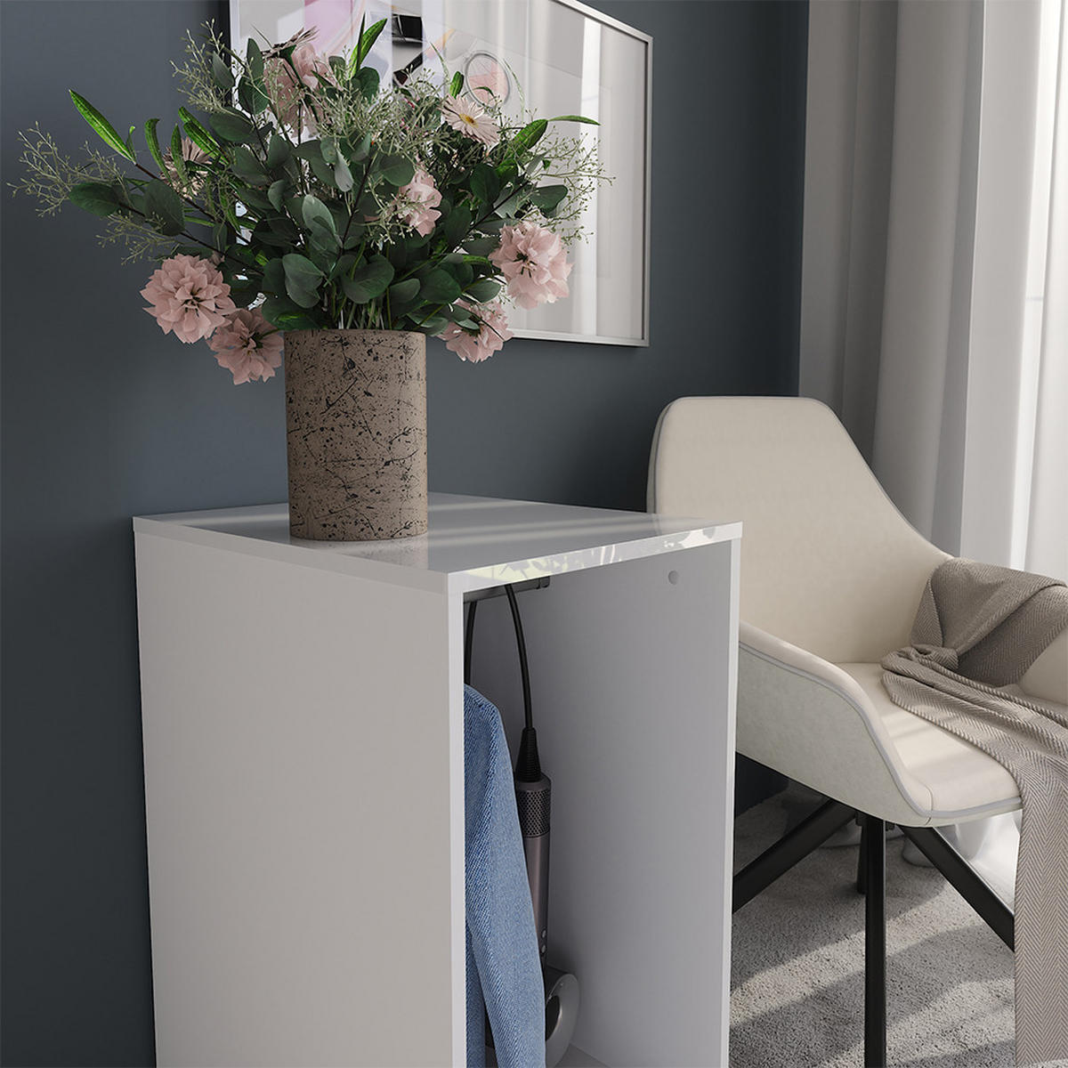 KREDENC Sherry Bílá - vysoce lesklá bílá, kompozitní dřevo (40.2/76/50.1cm) - Vicco