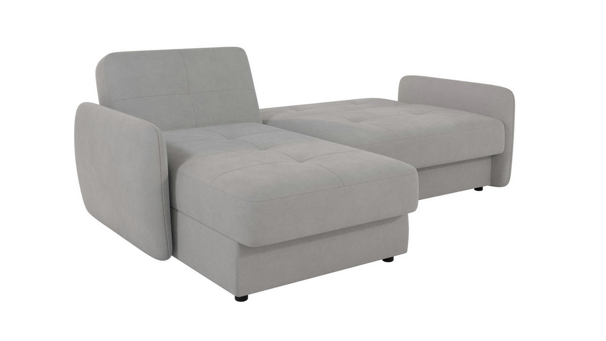 ECKSOFA Lupo Silber Mikrofaser - Silberfarben/Schwarz, Holz/Kunststoff (232/147cm) - S-Style Möbel