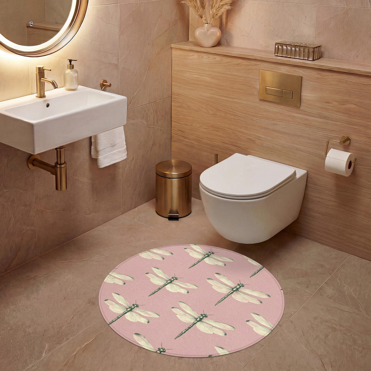 WC-VORLEGER Lillibells - Muster - Rosa Toilettenteppich 70x70 cm - Rosa, Kunststoff/Textil (70/1cm) - OnlyWow