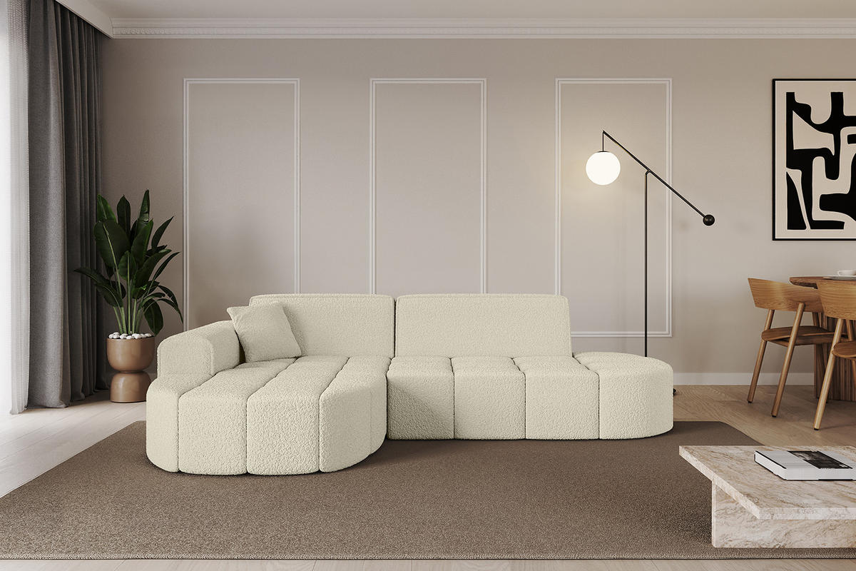 ECKSOFA Ottomane Links LIVO-L1 - 252x173x79,5 cm Beige - Beige, Holzwerkstoff/Textil (252/173cm) - ALTDECOR