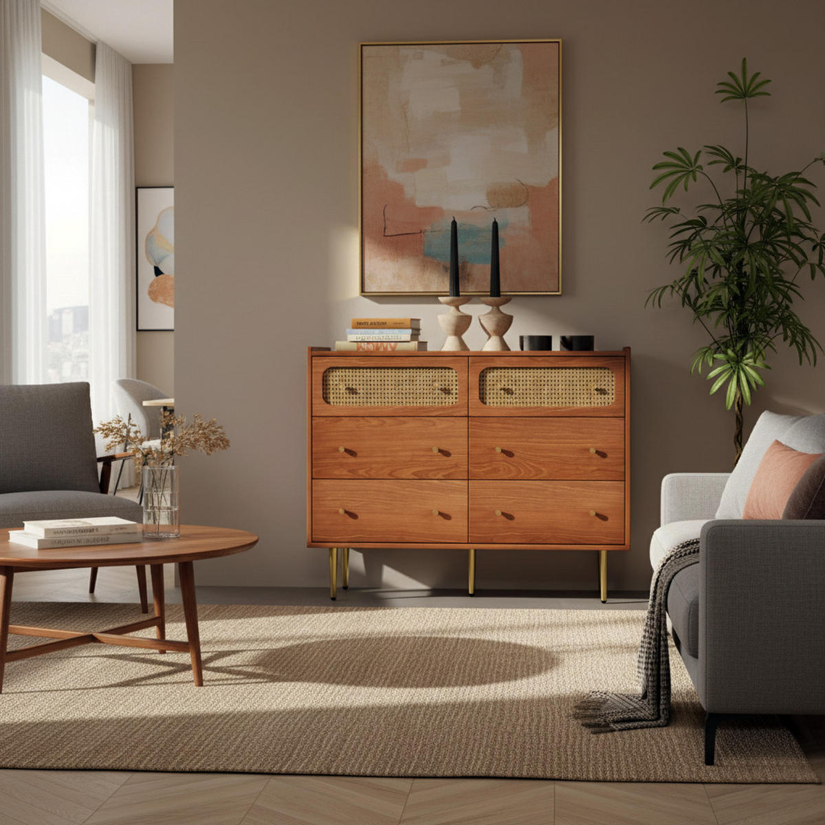 KOMMODE Braun 120/40/90CM - Braun, Holzwerkstoff/Metall (40/90/120cm) - Urban Meuble