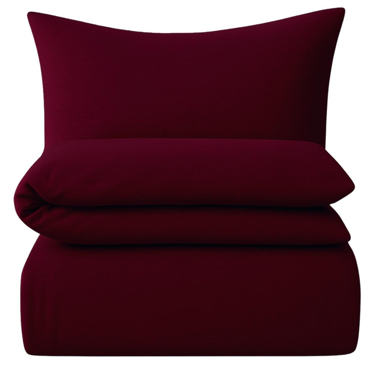 BETTWÄSCHE 155x220 Interlock Jersey Bettbezug einfarbig Baumwolle Bordeaux Rot Uni - Made in Germany - Bordeaux, Textil (155/220cm) - Carpe Sonno