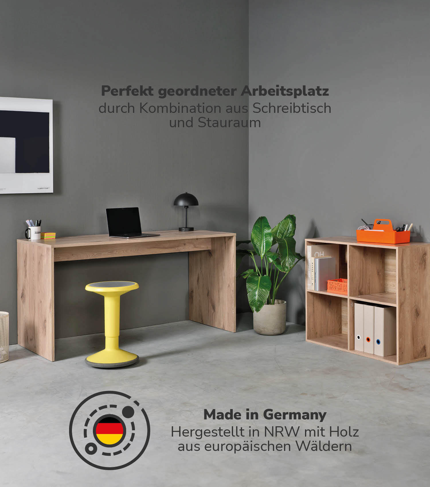 SCHREIBTISCH Der Produktive - Eichefarben, Holzwerkstoff (65/145/77cm) - Mokebo