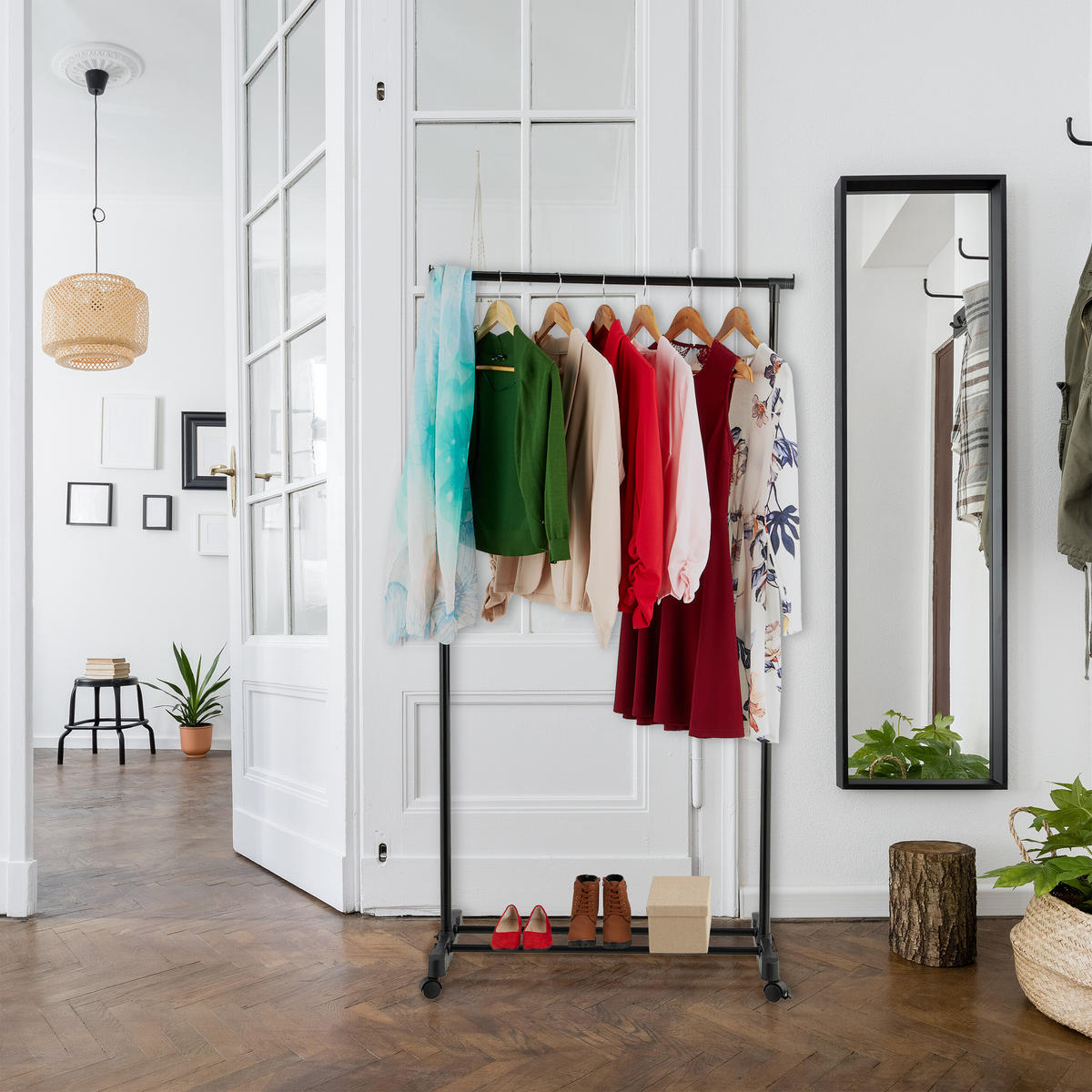 KLEIDERSTÄNDER - Schwarz, Kunststoff/Metall (75.5/161/42.5cm) - Relaxdays