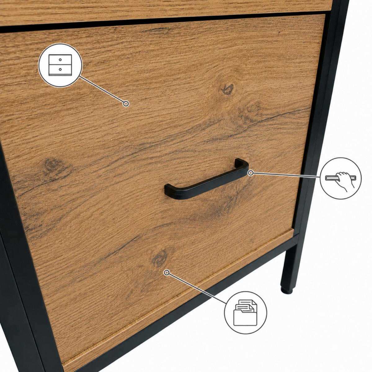 ECKSCHREIBTISCH MDF Metall Erle Dunkelbraun mit Schublade und Regalfächern 149x149x74.5 cm - Erlefarben, Holzwerkstoff/Metall (149/149/75cm) - Begryf