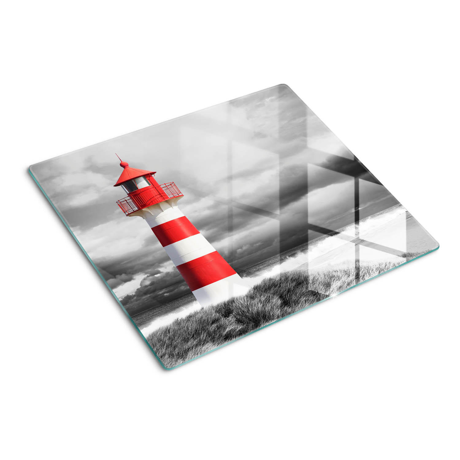 GLASPLATTE 60x52 cm Leuchtturm - Rot, Glas (60/0.4/52cm) - TULUP