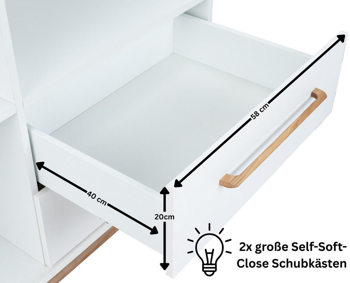 STANDREGAL Lina Soft-Close und Türdämpfung Weiß/Walnuss - Walnussfarben/Weiß, Holz/Holzwerkstoff (114/166/51cm) - arthur berndt
