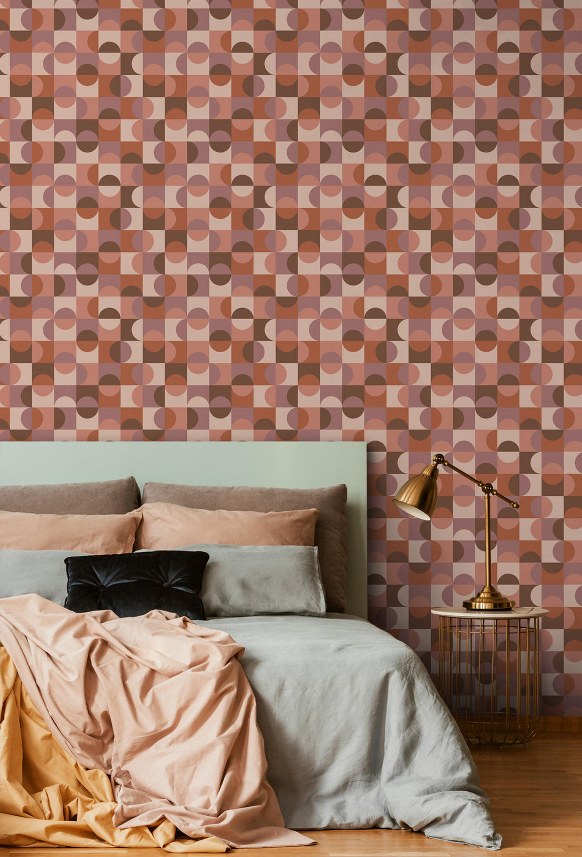 TAPETE Kreise im Bauhaus-Stil 50 x 900 cm - Terracotta, Papier (50/900cm) - ESTAhome