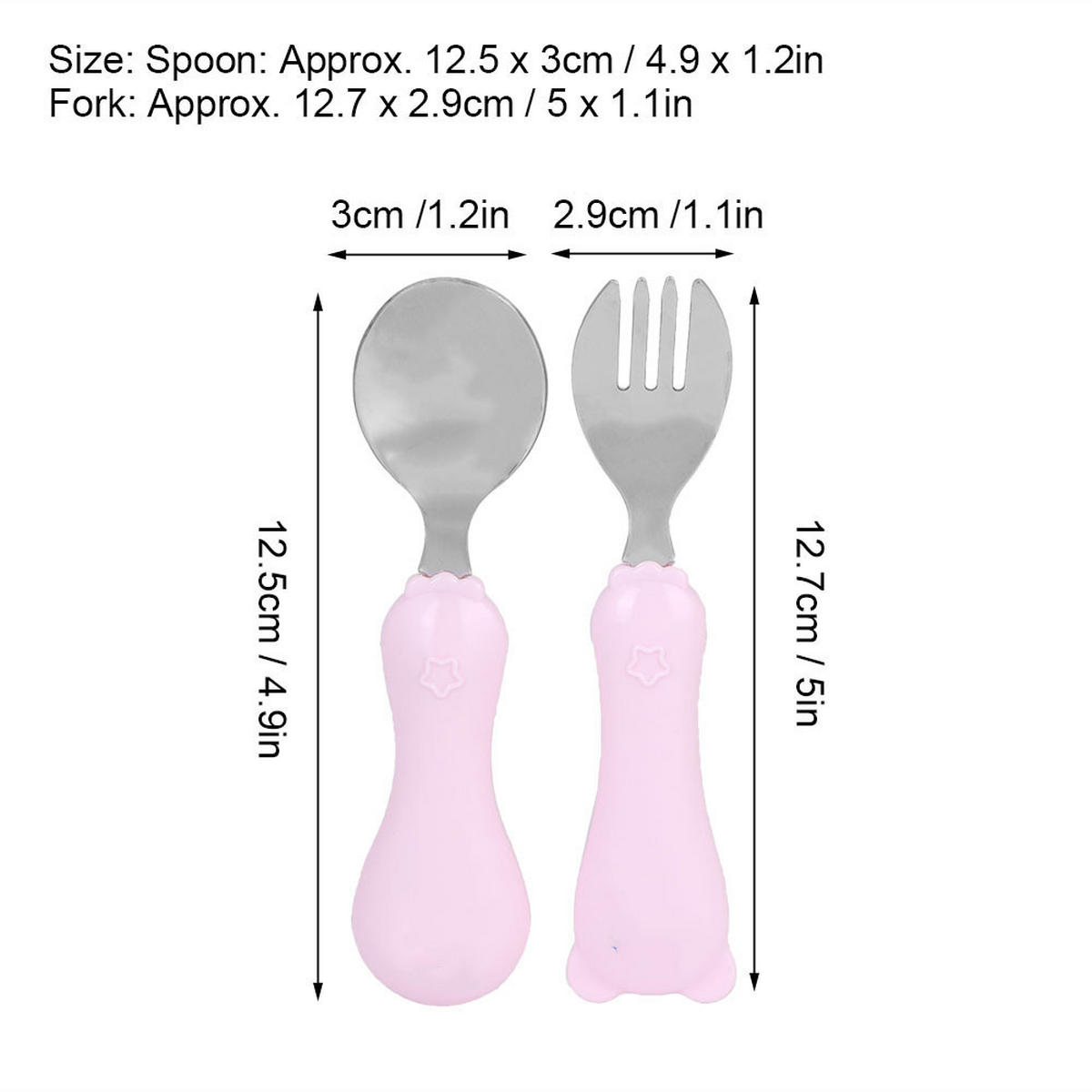 BESTECK-SET 2-teiliges Baby-Besteck–Löffel und Gabel - Rosa, Metall