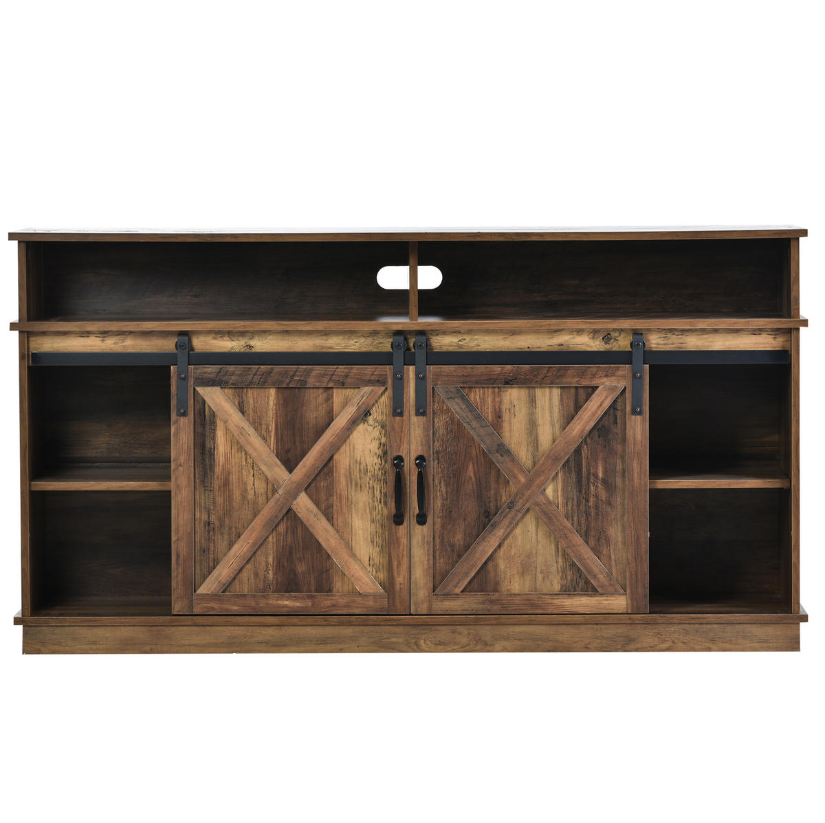 TV-SCHRANK aus Spanplatte 148x40x78 cm Braun mit Schiebetüren, verstellbaren Regalen und viel Stauraum - Rotbraun, Holzwerkstoff (148/78/40cm) - Modfu
