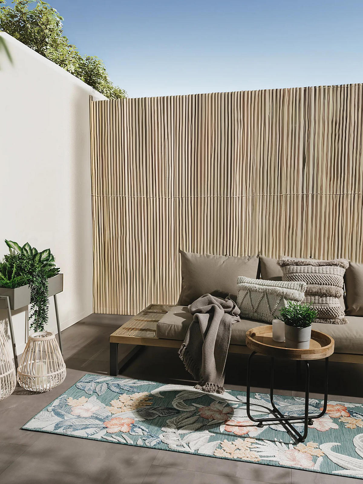 OUTDOORLÄUFER Flora Multicolor 80x250 cm - Blau/Creme, Kunststoff (80/250cm) - benuta
