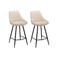 BARHOCKER 2er-Set - Cord & schwarzes Metall - Cremefarben - MASURIE - Creme, Textil (51/99/48cm) - Vente-Unique