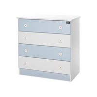 KOMMODE Dresser weiß blau 81 x 50 cm, 4 große Schubladen, Melamin-Spanplatte, Kinderzimmer - Blau, Holzwerkstoff (50/86/81cm) - Lorelli