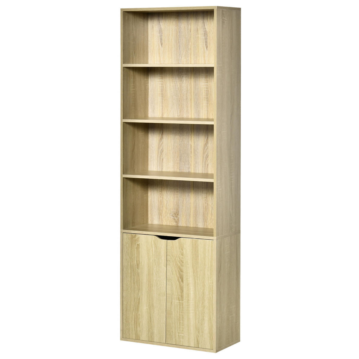 AKTENREGAL DE-14464 mit 4 offenen Fächern und 2 Türen Naturholz - Naturfarben, Holzwerkstoff (29/180/59cm) - ComfortXL