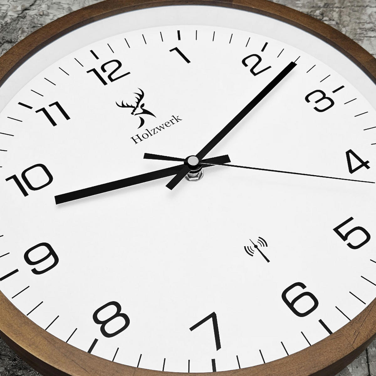 WANDUHR Holz Designer FELSBERG (FUNK) Loft Wand Uhr, braun, weiß - Dunkelbraun/Schwarz, Glas/Holz (30/30/4.2cm) - Holzwerk
