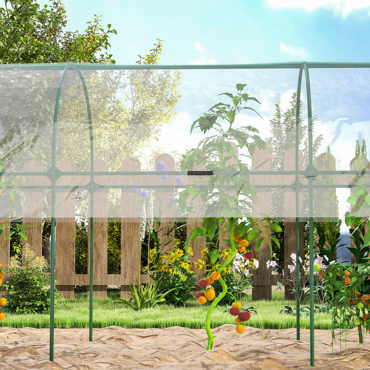 GEWÄCHSHAUS DE-05787 Winterfest mit Bogendach & Erdankern Transparent - Transparent, Kunststoff/Metall (120/170/400cm) - ComfortXL