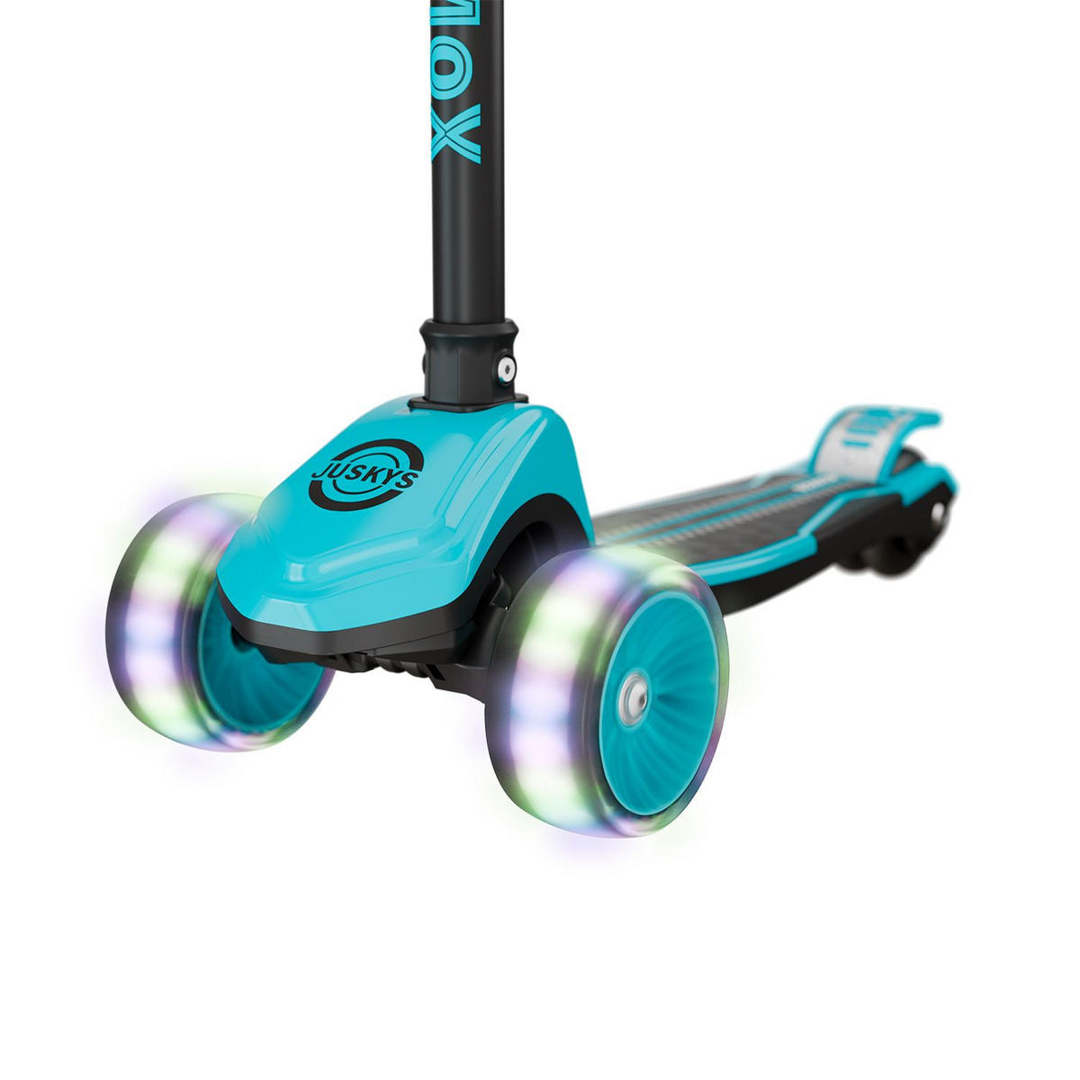 KINDERROLLER Lumox höhenverstellbarer Lenker inkl. Leuchtränder blau - Blau, Metall (59/28/81cm) - Juskys