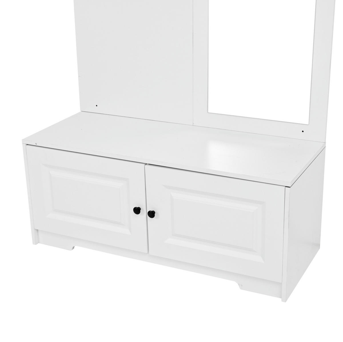 GARDEROBE mit Spiegel 100 x 40 x 180 cm MDF White - Weiß, Holzwerkstoff (40/180/100cm) - Beauniv