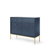 SIDEBOARD MONDO 104/83/39cm mit 2 Schubladen 2 Türen Blau - Blau/Goldfarben, Holzwerkstoff (104/83/39cm) - MASSENO