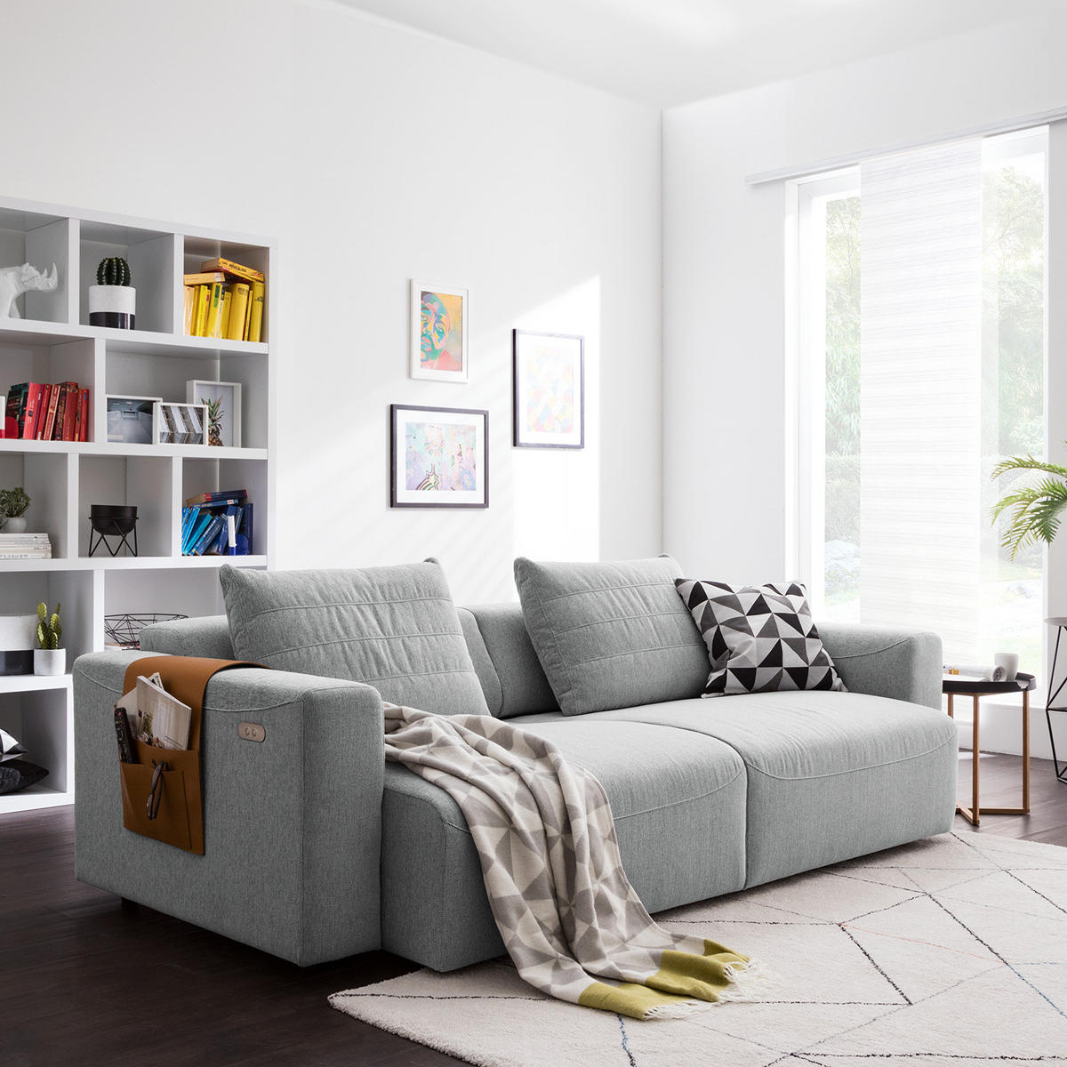 3-SITZER SOFA - Webstoff - Hellgrau, Textil (233/83/100cm) - home24