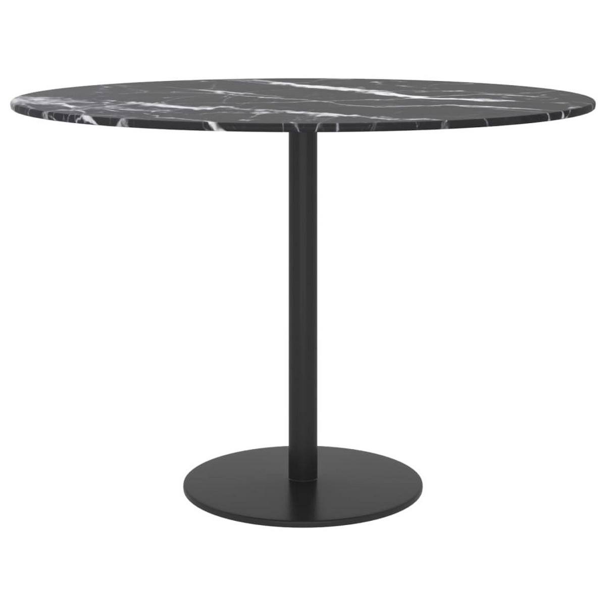 TISCHPLATTE Schwarz Ø60/0,8 Cm Hartglas In Marmoroptik - Schwarz Hochglanz, Glas (60/60/0.8cm) - vidaXL