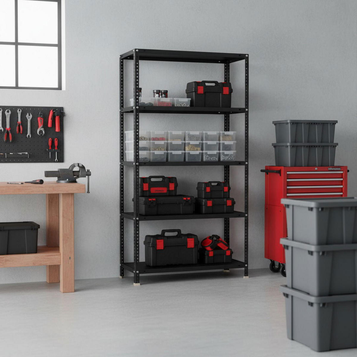 SCHRAUBREGAL PANDA | HxBxT 180x80x40cm | 5 Fachböden | Fachlast 100kg | Anthrazit - Anthrazit, Metall (80/180/40cm) - PROREGAL