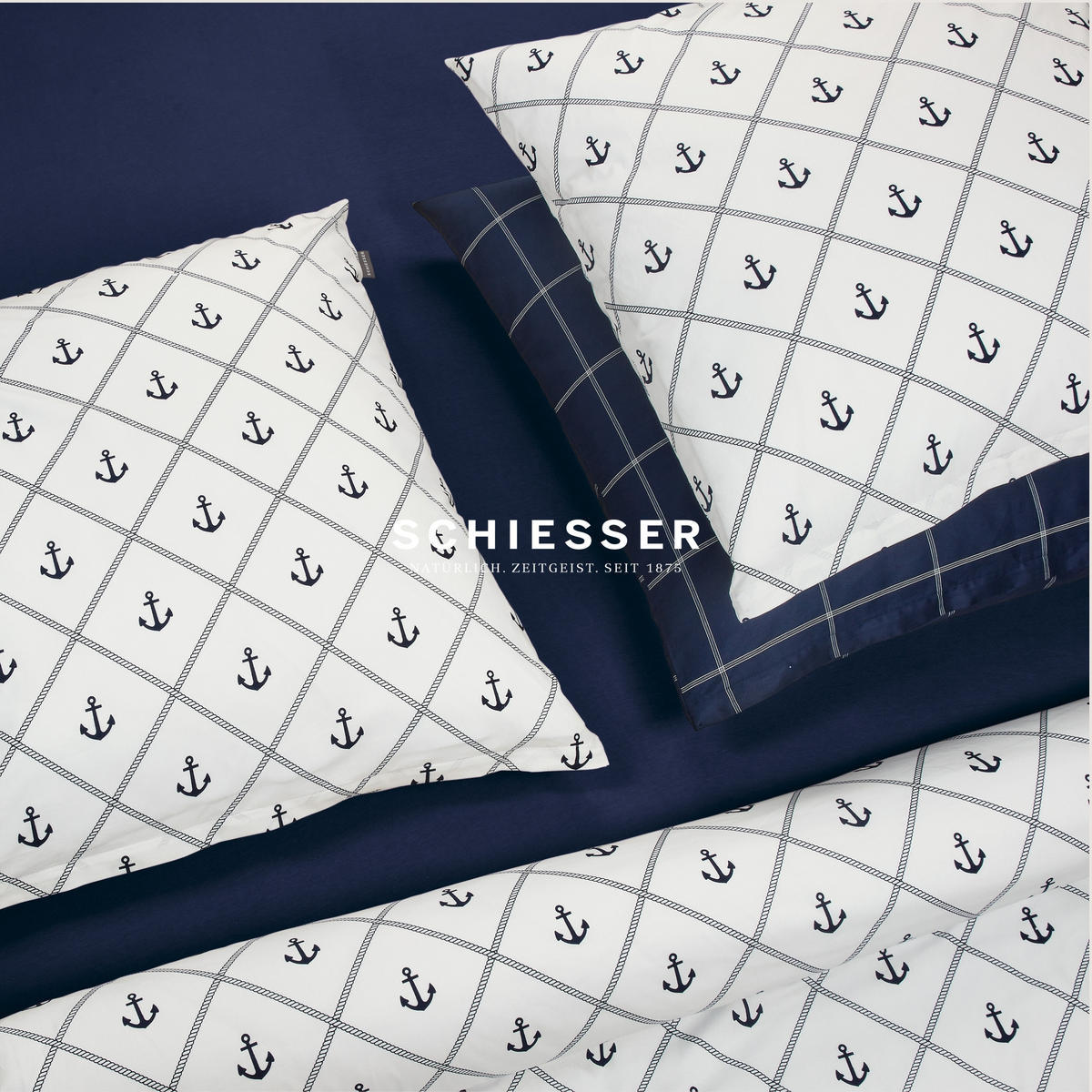 BETTWÄSCHESET Josh - Baumwollsatin - 2-teilig - 135 x 200 cm - Dunkelblau - Dunkelblau, Textil (135/200cm) - SCHIESSER