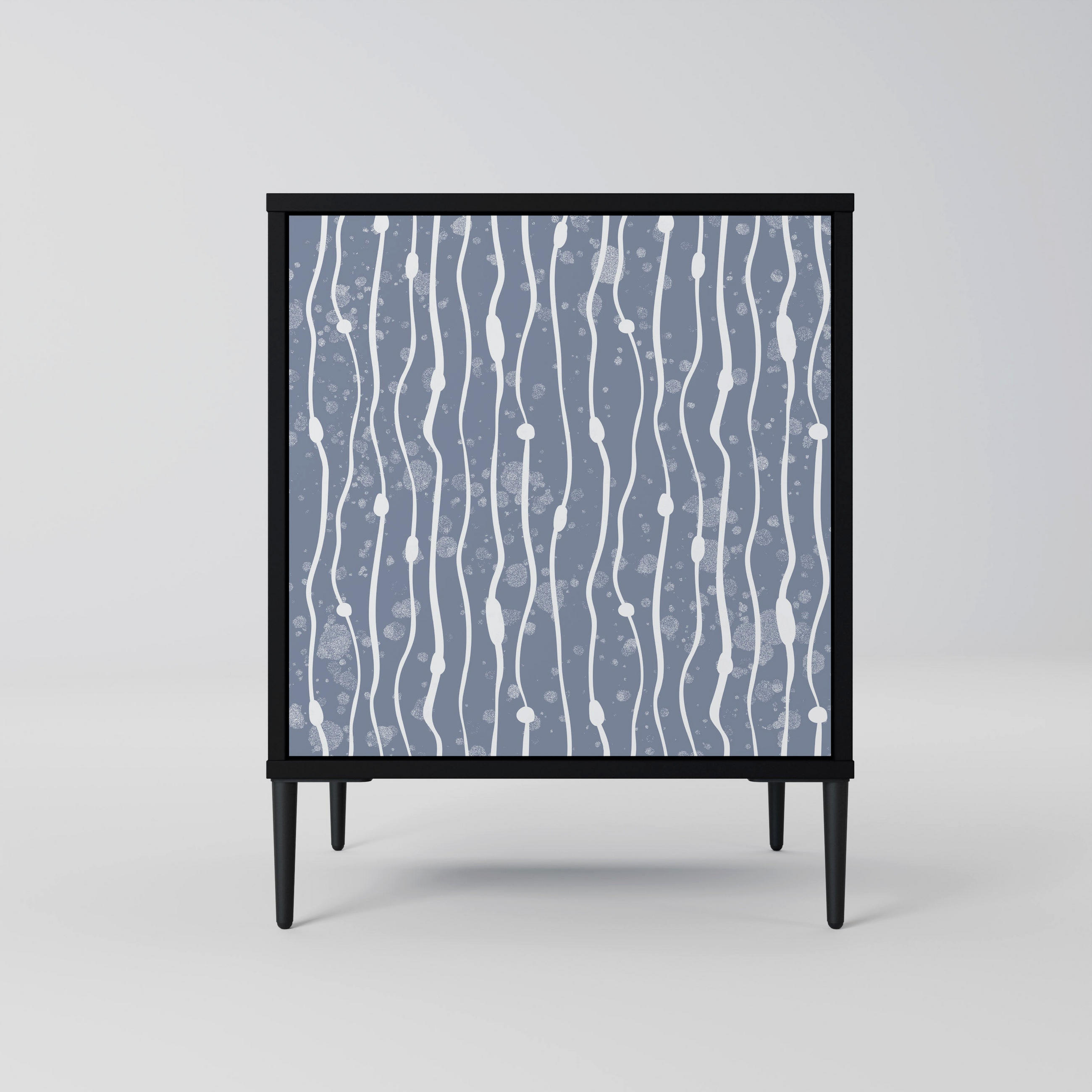 SIDEBOARD GRAPHITE RAIN, Schwarz, 57,5x42x72,5 cm, Schwarze Metallfüße - Multicolor/Schwarz, Holzwerkstoff/Metall (57.5/72.5/42cm) - SpaceRebels