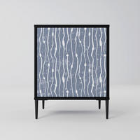 SIDEBOARD GRAPHITE RAIN, Schwarz, 57,5x42x72,5 cm, Schwarze Metallfüße - Multicolor/Schwarz, Holzwerkstoff/Metall (57.5/72.5/42cm) - SpaceRebels