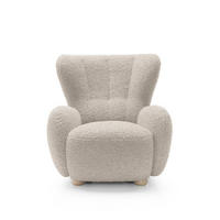 OHRENSESSEL Teddy Beige, Buchenholz Bein, Sessel aus Boucle-Stoff - Beige/Buchefarben, Holzwerkstoff/Textil (88/91/100cm) - Bettso