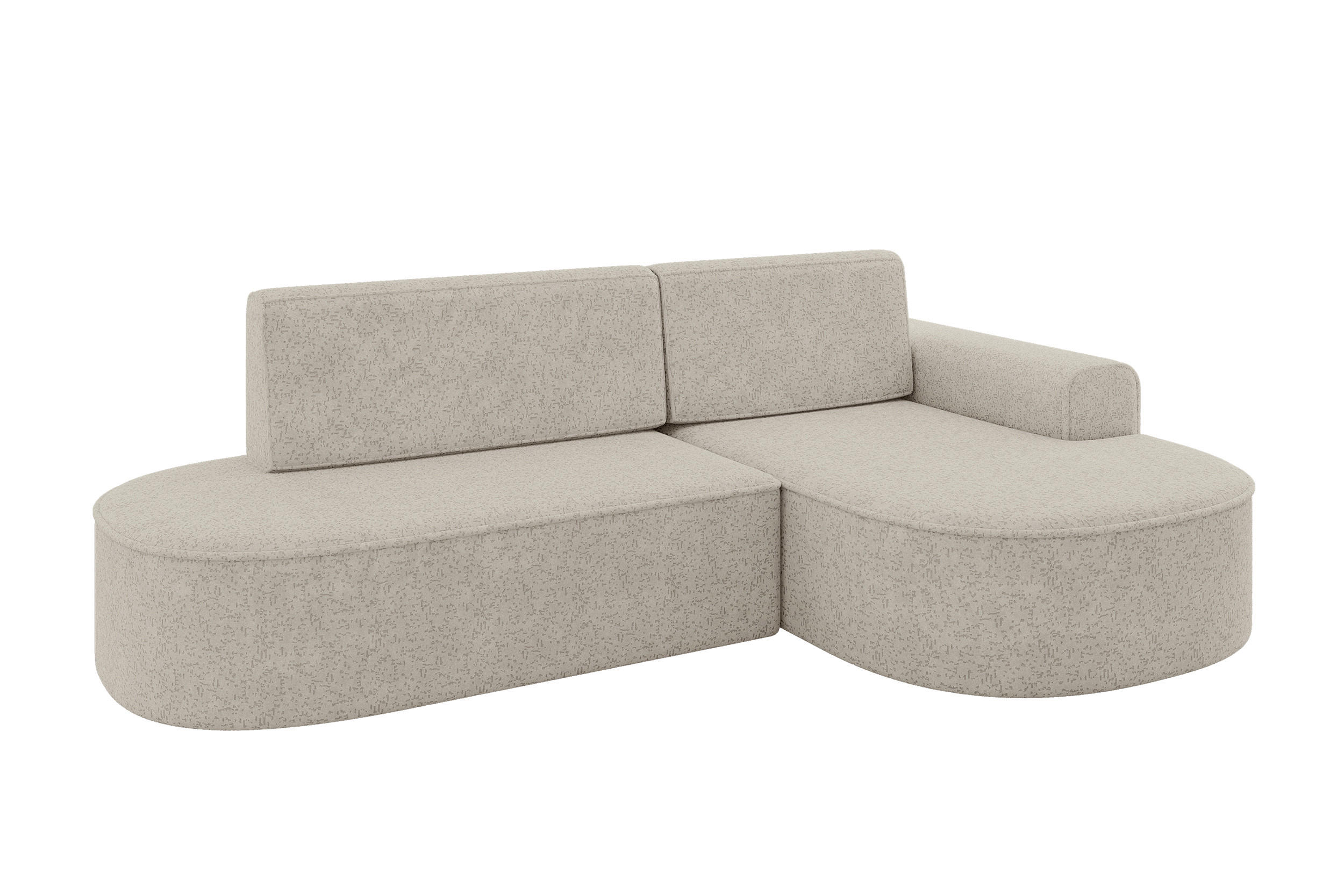 ECKSOFA mit Schlaffunktion und Bettkasten Ottomane Rechts MARI-L1-S - 283x167x73 cm Beige Tissu - Beige/Schwarz, Holzwerkstoff/Kunststoff (167/283cm) - ALTDECOR