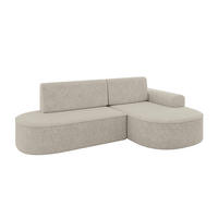 ECKSOFA mit Schlaffunktion und Bettkasten Ottomane Rechts MARI-L1-S - 283x167x73 cm Beige Tissu - Beige/Schwarz, Holzwerkstoff/Kunststoff (167/283cm) - ALTDECOR